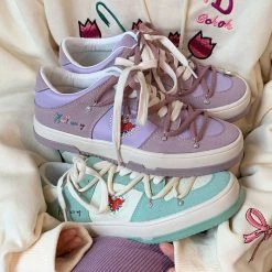 Boogzel Apparel Rose Embroidery Aesthetic Sneakers 🌹 SOFT GIRL OUTFITS