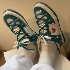 Boogzel Apparel Rose Embroidery Aesthetic Sneakers 🌹 COTTAGECORE / ARTSY