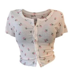 Boogzel Apparel Rose Ribbed Top Y2K OUTFITS