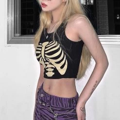 Boogzel Apparel Skeleton Print Tank Top GRUNGE CLOTHES