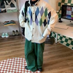 Boogzel Apparel E BOY - SOFT BOY Self Made Argyle Cardigan
