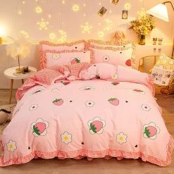 Cheap Boogzel Apparel Store 47 Boogzel Apparel Strawberry Aesthetic Bedding Set 🍓 AESTHETIC BEDROOM