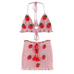 Boogzel Apparel Strawberry Crochet Top & Skirt Co-Ord