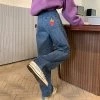 Boogzel Apparel Strawberry Embroidery Wide Jeans FRESH FRUITS