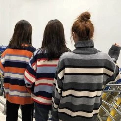 Boogzel Apparel Striped Roll Neck Sweater