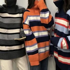 Boogzel Apparel Striped Roll Neck Sweater