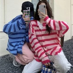 Boogzel Apparel Candy Crush Striped Cardigan SOFT GIRL OUTFITS