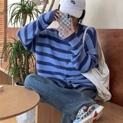 Boogzel Apparel Candy Crush Striped Cardigan SOFT GIRL OUTFITS