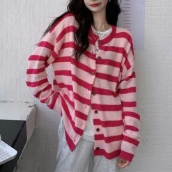 Boogzel Apparel Candy Crush Striped Cardigan SOFT GIRL OUTFITS