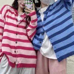 Boogzel Apparel Candy Crush Striped Cardigan SOFT GIRL OUTFITS
