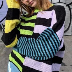 Boogzel Apparel GRUNGE CLOTHES Damage Striped Knit