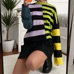 Boogzel Apparel GRUNGE CLOTHES Damage Striped Knit