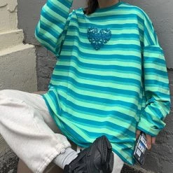 Boogzel Apparel Butterfly Striped Long Sleeve Tee GRUNGE CLOTHES