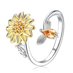 Boogzel Apparel Honey Bee And Sunflower Fidget Ring