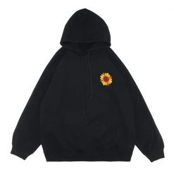 Boogzel Apparel Sunflower Embroidered Hoodie GRUNGE CLOTHES