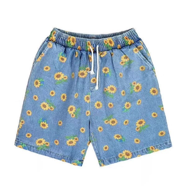 Boogzel Apparel Sunflowers Denim Shorts COTTAGECORE / ARTSY 1 Boogzel Apparel Sunflowers Denim Shorts COTTAGECORE / ARTSY
