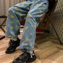 Boogzel Apparel GRUNGE CLOTHES Sunflower Wide Jeans