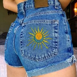Boogzel Apparel DRESSED FOR SPACE Sun And Moon Embroidered Shorts