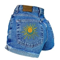 Boogzel Apparel DRESSED FOR SPACE Sun And Moon Embroidered Shorts