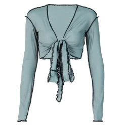 Boogzel Apparel Y2K OUTFITS Trouble Maker Tie Front Crop Top