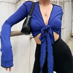 Boogzel Apparel Y2K OUTFITS Trouble Maker Tie Front Crop Top 7 Boogzel Apparel Y2K OUTFITS Trouble Maker Tie Front Crop Top