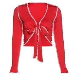 Boogzel Apparel Y2K OUTFITS Trouble Maker Tie Front Crop Top 9 Boogzel Apparel Y2K OUTFITS Trouble Maker Tie Front Crop Top