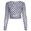 Boogzel Apparel Checkered Long Sleeve Crop Top CHECKER AESTHETIC