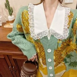 Boogzel Apparel Van Gogh Sunflowers Knit Cardigan