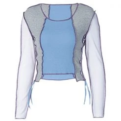 Boogzel Apparel Y2K OUTFITS Y2K Sky Blue Ribbed Top