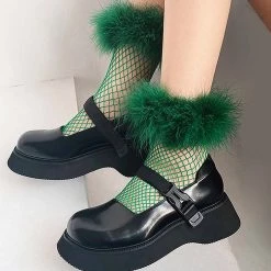 Boogzel Apparel FAIRY GRUNGE Y2K Fluffy Net Socks