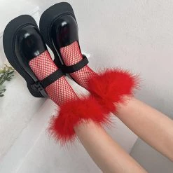 Boogzel Apparel FAIRY GRUNGE Y2K Fluffy Net Socks