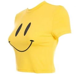Boogzel Apparel GRUNGE CLOTHES Smiley Face Crop Top
